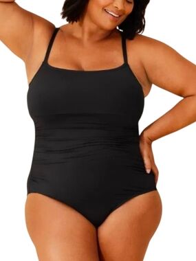 Shade & Shore Tummy Control Classic Black One-Piece Swimsuit